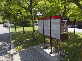 A community mailbox on 36th Avenue in Lachine, Montreal, Saturday, August 23, 2014.