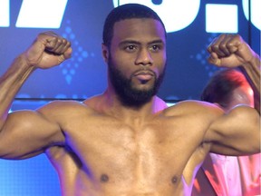 Jean Pascal poses during weigh-in at the Montreal Casino  on Dec. 5, 2014 before light-heavyweight bout against Agentinia's Roberto Bolonti.