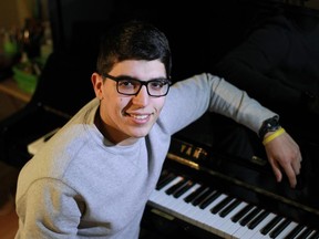 Cyril Nader, 17, at the Tracey Steele Music Academy in Roxboro, where he is a student. Nader returned from Toronto where he was presented with a Royal Conservatory of Music gold medal for scoring the highest marks in Level 2 piano in the Quebec.