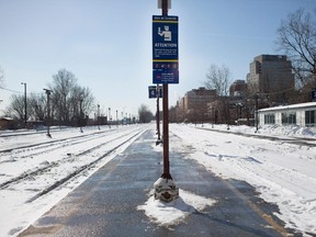The Montreal AMT station is closed in Montreal on Sunday February 15, 2015. 3,000 CP Rail workers walked off the job when contract talks broke down forcing AMT to cancel service that runs along CP Rail tracks.
