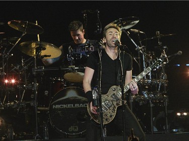 Lead singer Chad Kroeger of Nickelback performs on stage at the Bell Centre on February 18, 2015 in Montreal.