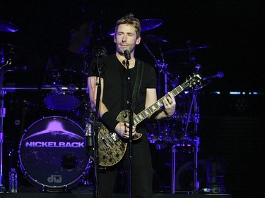 Lead singer Chad Kroeger of Nickelback performs on stage at the Bell Centre on February 18, 2015 in Montreal.