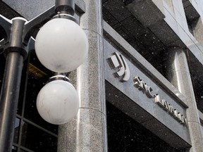 A light snow falls on the head office of SNC-Lavalin in Montreal.