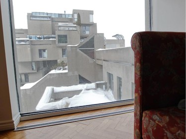 A view from the living room of the home of Anne Darche at Habitat 67.