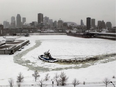 A view of the Montreal harbour from the Habitat 67 home of Anne Darche.