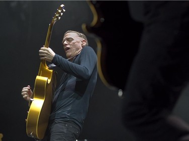 Canadian rocker Bryan Adams performs at the Bell Centre in Montreal Monday Feb. 23, 2015 in Montreal.