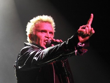 Finger-wagging Billy Idol performs at the Metropolis in Montreal Tuesday, February 3, 2015. He's touring behind his first album in eight years, Kings and Queens of the Underground.
