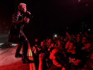 Veteran rocker Billy Idol gets up close with his fans at the Metropolis in Montreal Tuesday, February 3, 2015. He's touring behind his first album in eight years, Kings and Queens of the Underground.