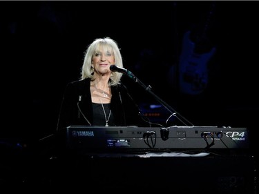 Christine McVie of the band Fleetwood Mac smiles at the crowd during the band's show at the Bell Centre in Montreal on Thursday, February 5, 2015.