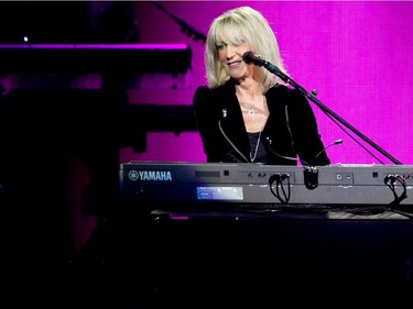 Christine McVie of the band Fleetwood Mac smiles at the crowd during the band's show at the Bell Centre in Montreal on Thursday, February 5, 2015.