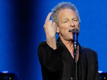 Guitarist/ singer Lindsey Buckingham of the band Fleetwood Mac performs during the band's show at the Bell Centre in Montreal on Thursday, February 5, 2015.