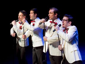 A scene from the Segal Centre's production of Forever Plaid , from left:  Chris Barillaro, Michael Daniel Murphy, Gab Desmond and Jonathan Patterson.