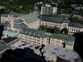 The Dawson College building (formerly the Motherhouse) as seen in this aerial cityscape view taken from the roof of the Alexis Nihon Plaza, pictured in Montreal on Thursday July 5, 2012.