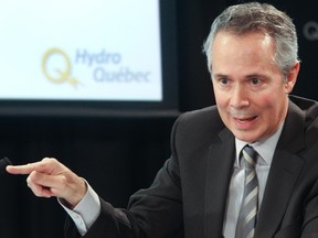Hydro Québec  outgoing CEO Thierry Vandal speaks at a press conference where the electric utility's annual report was presented in Montreal Thursday, March 28, 2013.
