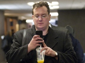 Dennis Markuze at the provincial courthouse in Montreal, Friday November 21, 2014.  He has pleaded guilty to posting threats on social networks against people who question the existence of God.