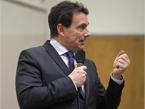 Pierre Karl Péladeau delivers a speech to students at Université de Montréal Thursday November 27, 2014 at which time he announced his intention to seek the leadership of the Parti Québécois.