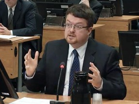 Yves Cadotte, vice-president at SNC-Lavalin testifies before the Charbonneau Commission in Montreal Monday, March 18, 2013.