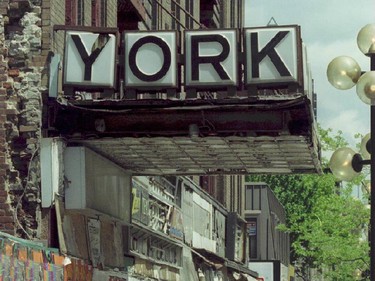 Then: The York Theatre opened in 1938 on the northwest corner of Ste-Catherine and Mackay Sts.