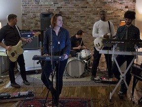 Montreal band Receivers, from left: Joseph Donovan, Emilie Marzinotto, Ramsay Jackson, Howard Martin, and Sylvan Lanken in Montreal, Feb. 17, 2015.