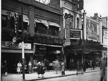 Then: The Capitol Theatre, about 1925. The Capitol opened in 1921 on the south side of Ste-Catherine, just west of McGill College Ave.