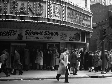 Then: The Strand built in 1912 on the southeast corner of Ste-Catherine and Mansfield Sts., and the first major movie theatre in Montreal's downtown.