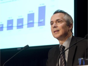 Hydro Québec President and chief executive Thierry Vandal speaks to the media at a press conference, Thursday, February 26, 2015 in Montreal.