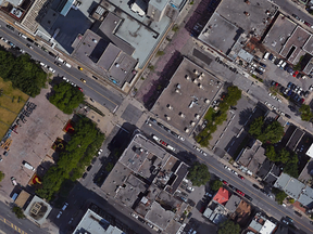 The corner of St-Hubert and Ste-Catherine St. E. as seen from Google Maps.