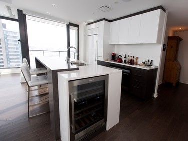 The kitchen area in the home of Alan Kezber and Martine Diffley Kezber, in Montreal on Tuesday February 24, 2015.