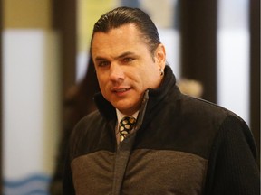 Patrick Brazeau arrives at the Gatineau Courthouse for his assault trial, March 23, 2015.