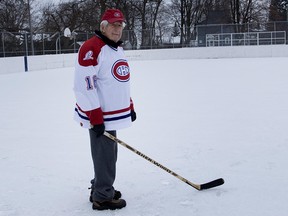 Canadiens icon Elmer Lach, in January 2010 a few days before his 92nd birthday, on a Pointe-Claire rink near his home.