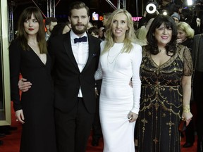 From left: Fifty Shades of Grey actors Dakota Johnson and Jamie Dornan, director Sam Taylor-Johnson and writer and producer E.L. James. The director's had enough of writer domination – she's not touching the sequel.