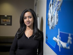 MONTREAL, QUE.: MARCH 26, 2015 -- Nadia Bhuiyan, professor in Concordia’s Department of Mechanical and Industrial Engineering and the Concordia Institute for Aerospace Design and Innovation, at Concordia's EV building in Montreal, Thursday March 26, 2015.
Photo by Vincenzo D'Alto