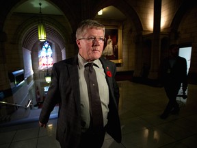 "The bathroom that Trans people feel comfortable using now will be the same bathroom they will use after this law (amended) passes," says Senator Don Plett, seen here on Parliament Hill in Ottawa on Monday, Oct.28, 2013.