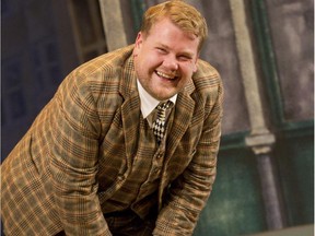 In this theatre image released by Boneau/Bryan-Brown, James Corden is shown in a scene from One Man, Two Guvnors,performing at the Music Box Theatre in New York. Corden takes over CBS' The Late Late Show, Craig Ferguson's former home, on Monday just after 12:30 a.m.
