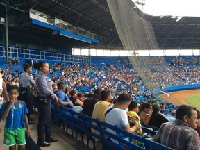 Fans crowd a baseball stadium in Havana, Cuba.
