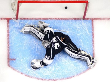 Los Angeles Kings goalie Jonathan Quick gives up a goal to Montreal Canadiens right wing Brendan Gallagher during the second period of an NHL hockey game, Thursday, March 5, 2015, in Los Angeles.