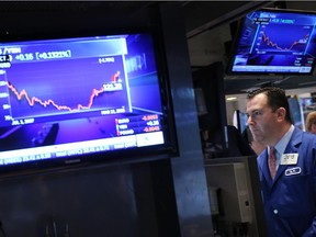NEW YORK, NY - MARCH 11: A trader works on the floor of the New York Stock Exchange (NYSE) on March 11, 2015 in New York City. Following a Dow Jones industrial average plunge of 300 points, stocks were up slightly Wednesday morning with the Dow up 26 points.
