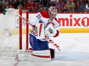 Canadiens goalie Carey Price makes a save against the Arizona Coyotes during game on March 7, 2015 in Glendale, Ariz.