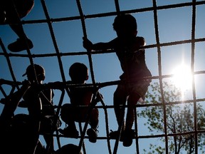 Children play during the Fête des Enfants at Montreal's Jean Drapeu Park in August 2011.