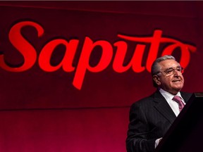 Emanuele (Lino) Saputo Sr., chairman of the board of Saputo Inc., opens the company's annual general meeting in August 2014.