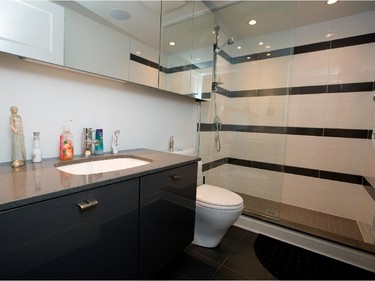 The bathroom in the home of Alan Kezber and Martine Diffley Kezber, not seen, in Montreal on Tuesday, February 24, 2015.