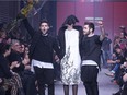 At the 2014 Télio student design competition, twins Frédéric Joncas, left, and Mathieu Joncas, right, took the top two prizes. The event was held as part of the D Moment series of fashion shows.