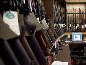Rifles and shotguns at a hunting and fishing store in Montreal, in 2011.