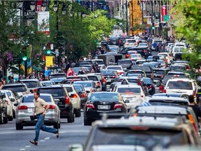 A view of Ste-Catherine St. W. from the corner of Mountain street in downtown Montreal on Tuesday, June 10, 2014.