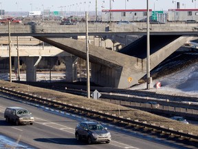 St-Jacques St. overpass (top) at Turcot interchange in Montreal on Wednesday March 11, 2015. (Allen McInnis / MONTREAL GAZETTE)