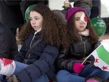 Syrian Montrealers were out at Norman Bethune Square in Montreal on Sunday March 15, 2015, to commemorate the fourth anniversary of the Syrian uprising.