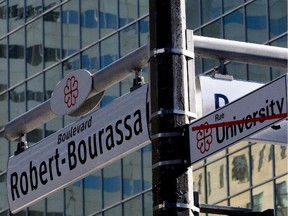 Montrealers awoke to new street signs this week on a section of University St. in downtown Montreal that has been renamed in honour of former Quebec premier Robert Bourassa.