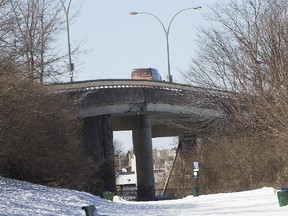 The Rockland overpass looking north: The city recently approved a contract for a firm to do the surveillance work for coming construction work on it.