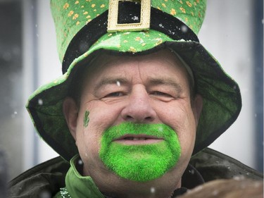 Shane Magas of Pincourt sports a green beard at the 6th annual St. Patrick's Day parade in Hudson, on Saturday, March 21, 2015.