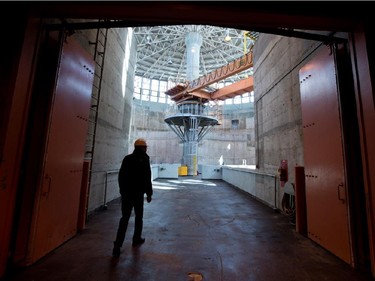 Patrice Langevin, assistant intendant of engineering and process, enters the Montreal sewage treatment facility in Montreal on Monday March 23, 2015.